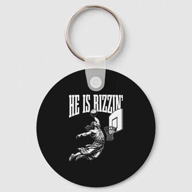 Chaveiro Ele É Rizzin Engraçado Jesus Sketll Meme Páscoa Cr (Frente)