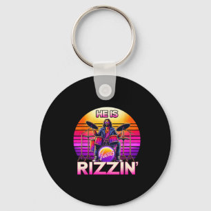 Chaveiro Ele Está Rizzin' Jesus Ressuscitou Retro Cristão N