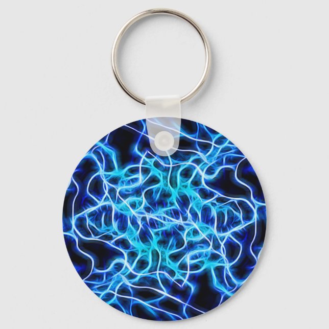 Chaveiro Electric Neon Blue Tesla Coil Lightning (Frente)