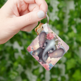 Chaveiro Elefante Adorável para Bebês com Flores