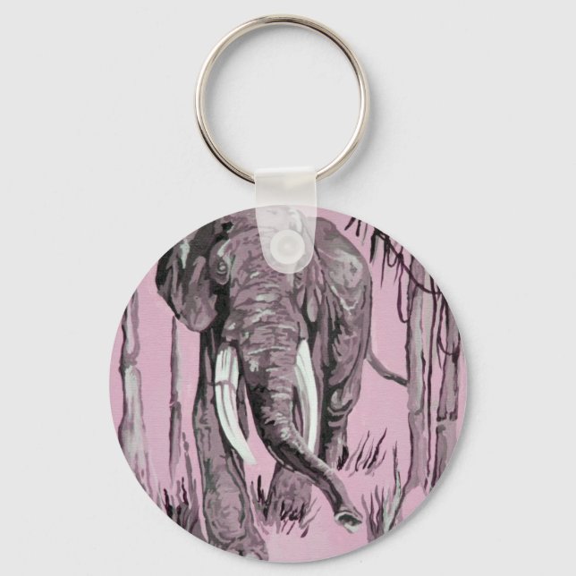 Chaveiro Elefante Atravessando A Savana-De-Pé-Rosa (Frente)