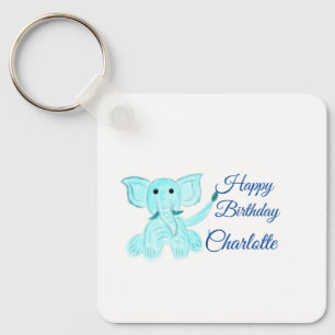 Chaveiro Elefante bebê aquarela feliz aniversário adicionar