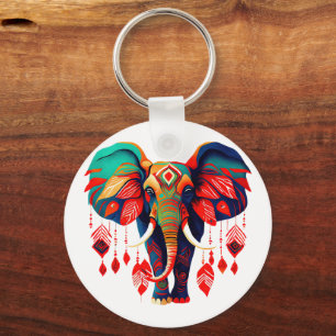 Chaveiro Elefante Colorido de Estilo Boêmio