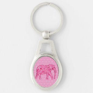 Chaveiro Elefante da flor - rosa do fúcsia