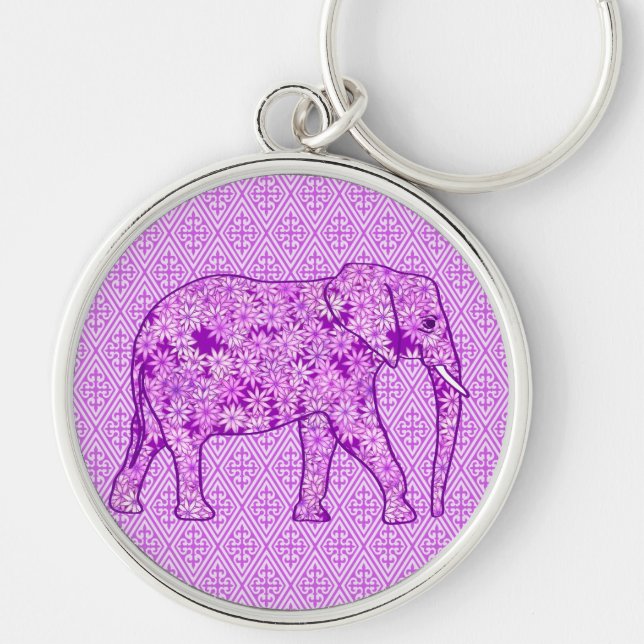 Chaveiro Elefante da flor - roxo ametista (Frente)
