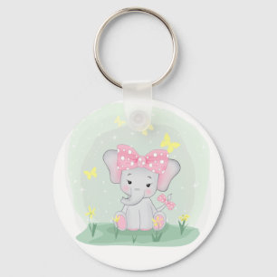 Chaveiro Elefante de bebê bonito com arco rosa numa clare