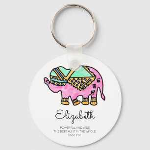 Chaveiro Elefante de cor d'água colorida moderno personaliz