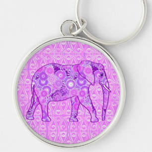 Chaveiro Elefante de espiral frontal - roxo e orquídea