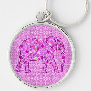 Chaveiro Elefante de flor - orquídea e magenta