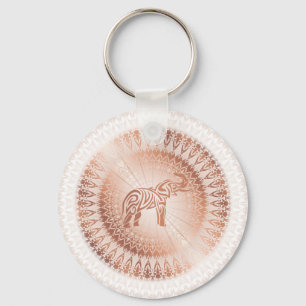 Chaveiro Elefante de Mandala Dourado rosa