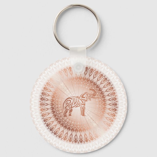 Chaveiro Elefante de Mandala Dourado rosa (Frente)