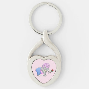 Chaveiro Elefante do Dia dos Namorados Rosa