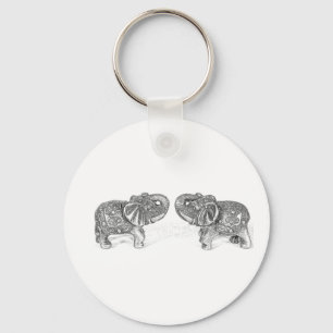 Chaveiro Elefante dobro de Feng Shui - B&W