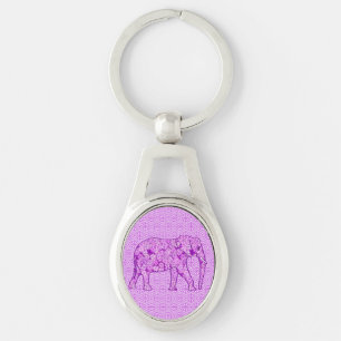 Chaveiro Elefante flor - roxo ametista