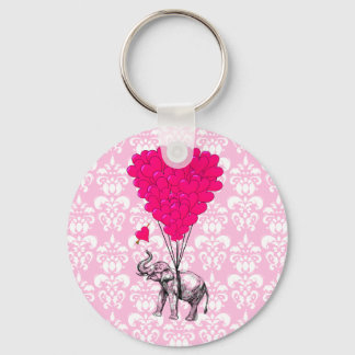 Chaveiro Elefante fofo engraçado & damasco rosa