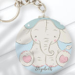 Chaveiro Elefante giro com Arco Adicione seu nome<br><div class="desc">Design é composto por um elefante bebê fofo com um arco azul. Adicione seu nome. Disponível aqui: http://www.zazzle.com/store/selectpartysupplies</div>