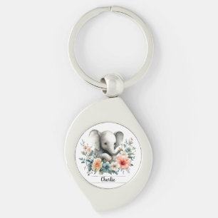 Chaveiro Elefante para Bebê com Cor de Água Adorável com No