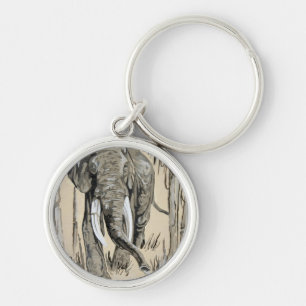 Chaveiro Elefante Passando Pela Arte De Savana