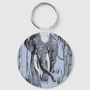 Chaveiro Elefante Passando Por Savana Florhada Em Azul