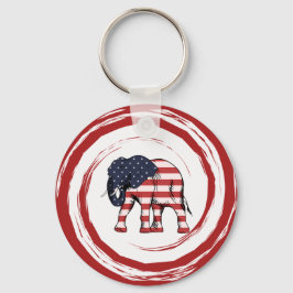 Chaveiro Elefante Patriótico Vermelho Branco Azul