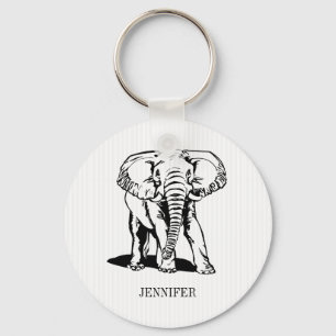 Chaveiro Elefante preto bonito Monogrammed