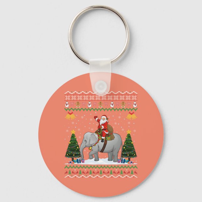 Chaveiro Elefante Ugly Xmas Papais noeis De Presente Andand (Frente)
