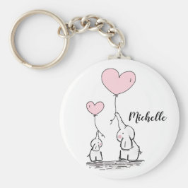 Chaveiro Elefantes bonitos de desenho animado com balões co