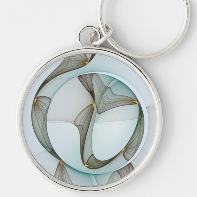 Chaveiro Elegância Dourada abstrato Moderna Turquesa Brown (Frente)