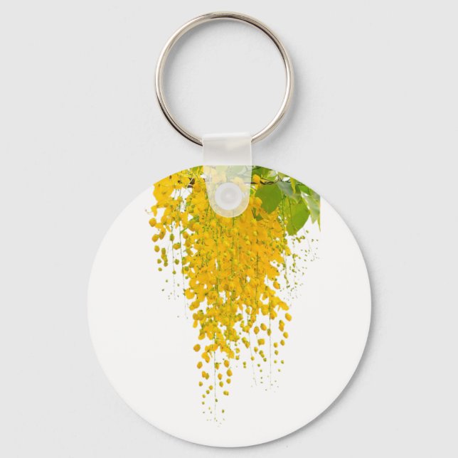 Chaveiro Elegância Dourada Cascata Ensolarada Flor de Ouro  (Frente)