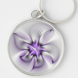 Chaveiro Elegância Floral Arte Abstrata Moderna Violeta Fra