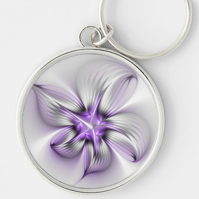 Chaveiro Elegância Floral Moderna Abstrato Violet Art (Frente)