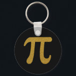 Chaveiro Elegant Faux Golden Glitter Symbol for Number Pi<br><div class="desc">Lovely golden number pi keychain. A math lover can show their love for science and numbers in a small way with this fun keychain. The design is made of a number pi symbol printed in a golden yellow and with a texture resembling gold glitter set against an elegant black background....</div>
