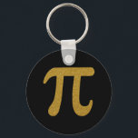 Chaveiro Elegant Faux Golden Glitter Symbol for Number Pi<br><div class="desc">Lovely golden number pi keychain. A math lover can show their love for science and numbers in a small way with this fun keychain. The design is made of a number pi symbol printed in a golden yellow and with a texture resembling gold glitter set against an elegant black background....</div>
