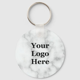 Chaveiro Elegant Faux White Marble Your Logo Here