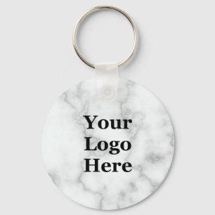 Chaveiro Elegant Faux White Marble Your Logo Here