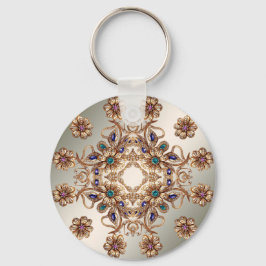 Chaveiro Elegant Gold Jewel Flowers Keychain