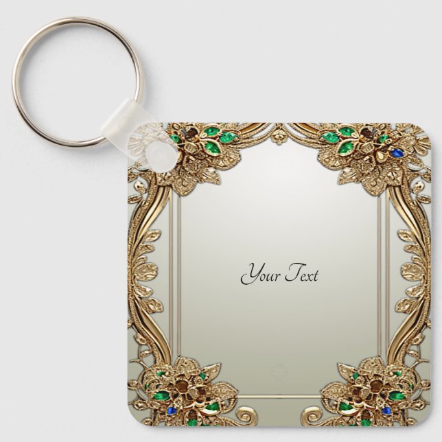 Chaveiro Elegant Gold Ornate Keychain (Frente)