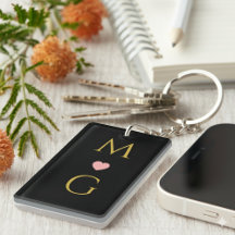 Elegant Heart Mark Monogram Acrylic Keychain Desig