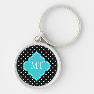 Chaveiro Elegant, modern B&W polka dot monogram