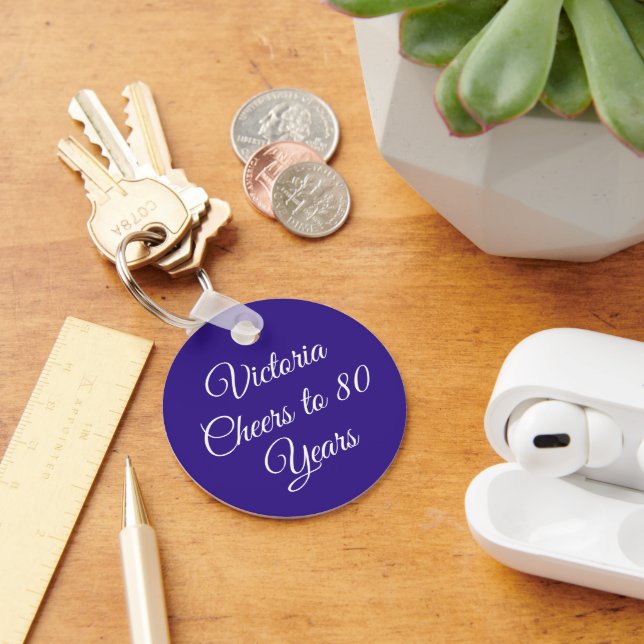 Chaveiro Elegant Purple 80th Birthday Keychain (Mesa)