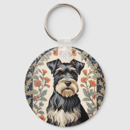 Chaveiro Elegant Schnauzer William Morris Inspired Floral