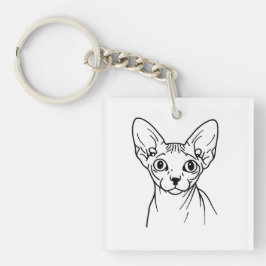 Chaveiro Elegant Sphynx Cat Line Art