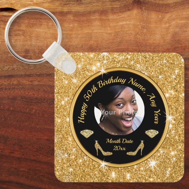 Chaveiro Elegante 50ª Festa de aniversário favorece-a, foto (Frente)