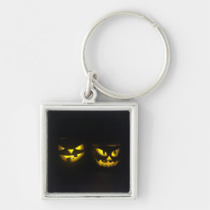 Chaveiro Elegante amarelo-brilho rostos de abóbora preto