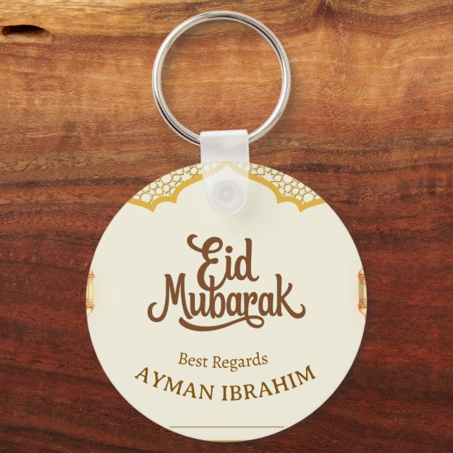 Chaveiro Elegante Arco de Ouro Personalizado Eid Mubarak  (Frente)