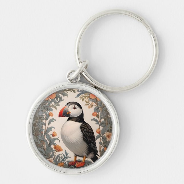 Chaveiro Elegante Atlantic Puffin William Morris Inspirou (Frente)