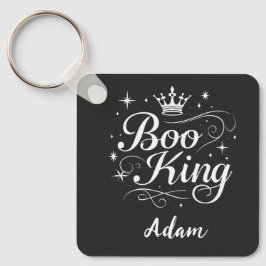 Chaveiro Elegante "Boo King" Nome Halloween Calliografia
