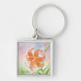 Chaveiro Elegante Botânico Personalizado Lírio-Tigre