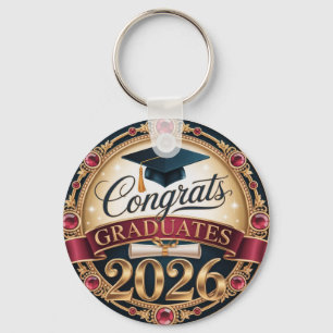 Chaveiro Elegante Burgundy & Ouro Graduação da Turma de 202