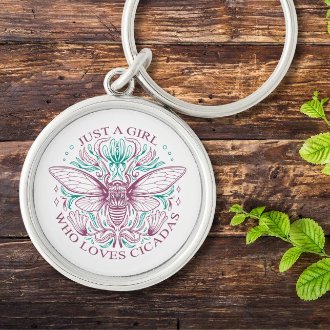 Chaveiro Elegante Cicada Lover Cite para Girls Line Art (Other items available with this design)